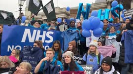 NHS workers against mandatory covid-19 vaccines protest at Trafalgar Square