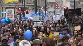 Thousands march from BBC HQ to Downing Street to oppose NHS vaccine mandate