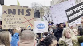 'Protect our children!' Anti-vaccine-mandate protesters chant outside Downing Street