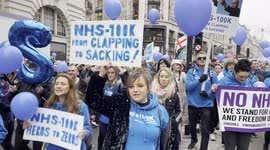 'Protect our children!' Angry chants from NHS nurses and anti-vaxxers as the protests march down Regent Street