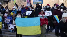 “We stand with Ukraine,” say demonstrators in New York at anti-Putin rally filled with chants and song