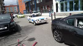 Fast cars and sports cars charity run parade, ready for their charity run in Portsmouth
