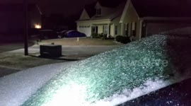 Freezing ice storm takes over neighbourhood in North Carolina