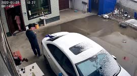 Security camera in central China captures moment firework shoots into family home