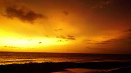 Amazing sunset in Reunion Island caused by sulphur dioxide in sky