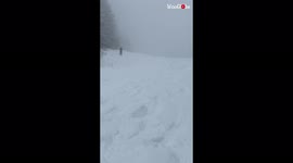 'Skier engulfed in snow after MISSING BIG on frontflip 
'