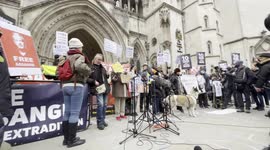 'US, UK, hands off Assange!' Julian Assange protestors chanted outside the Royal Courts of Justice