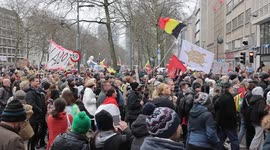 The main protest before the riots in Brussels as thousands protest against COVID restrictions