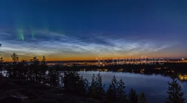 Northern Lights over Swedish town