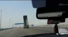 Truck Crashes into a Highway Sign