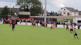 Stunning volley during football match in Northern Ireland
