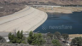 California extreme drought very low water level at Castaic Dam V18961