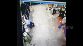 Man's pub barrel lifting goes wrong