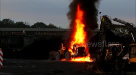Industrial machinery fire at recycling facility