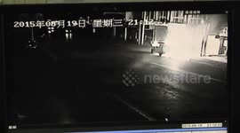 Burning minibus sets China shop alight