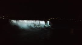 Spectacular evening views of Niagra falls on a cold March evening