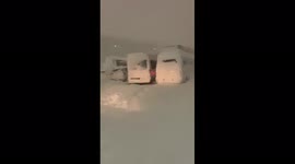 Thick snow covers vehicles near Turkish city of Istanbul