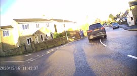Mercedes overtakes a cyclist on a blind corner in West Yorkshire