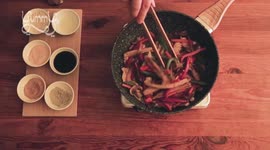 Chef makes easy but delicious chicken noodles dish