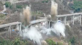 Overpass demolished in northern China after it was damaged by rain