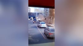 Manhole explodes sending cover into air after boy throws firecracker inside