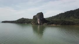 Drone footage of manatee playing in sea on Thai coast