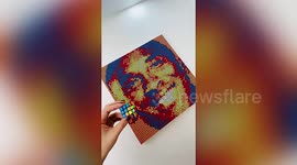 Man uses hundreds of Rubik's Cubes to create Kobe Bryant portrait for anniversary of NBA star's death