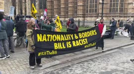 Protesters gather in Parliament Square to campaign against borders bill