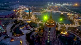 Drone Footage China Jiangsu Theme Parks Construction In Huaian, China