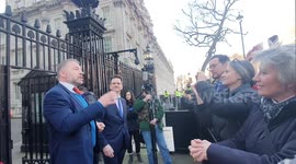 ALAN D MILLER - SIR RICHARD TAYLOR - STEVE JAMES (DR) STEVE BAKER (MP) TOGETHER DECLARATION HANDED INTO 10 DOWNING STREET -  EXIT SPEECH AND PRESS SHOTS 17/01/2022