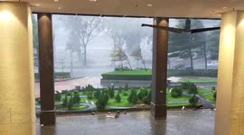 Powerful storm winds rip through Malaysia's Shah Alam