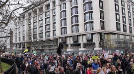 2 - FRONT TO END SHOWING THE HUGE TURN OUT FOR FREEDOM RALLY - WESTMINISTER TO WESTMINISTER - VIA VICTORIA HYDE PARK OXFORD STREET PICADILLY CIRCUS AND WHITEHALL