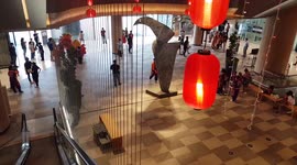 Chinese New Year celebrations begin with lion dance in office in Bangkok, Thailand