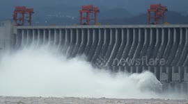 Three Gorges Dam Flood Discharge In Yichang, Hubei, China