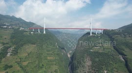 The World's Highest Beipanjiang Bridge In Liupanshui, China