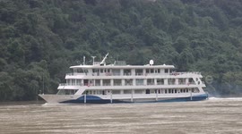 Tourist Boats Pass Three Gorges In Yichang, China