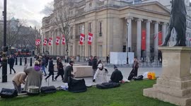 Protesters gather at Canada house Central London in support of truckers against mandates
