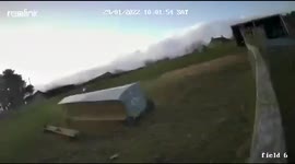 Watch as container rolls across field in Northumberland as Storm Malik strikes the UK