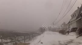 Fierce Winds, Waves, and Snow Batter the New England Coast During Blizzard on January 29, 2022