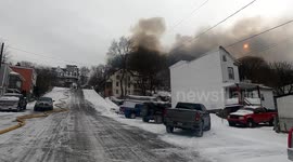 Dramatic footage multiple home fire with collapse, Shamokin, Pennsylvania #1