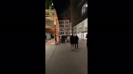 Scores of revellers pile out of Sky Garden in central London after a fire alarm
