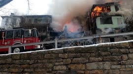 Dramatic footage multiple home fire with collapse, Shamokin, Pennsylvania #3