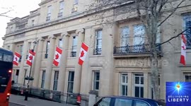 Eric Clapton affilated pro freedom band play outside Canadian Embassy in support of truckers