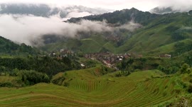 Aerial Footage Of Longji Rice Terraces In Guilin, Guangxi, China