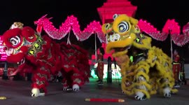 Lion Dance and Dragon dance troupe in Trafalgar Square- Chinese New Year in London