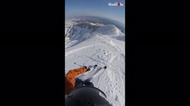 This skier wouldn't make the Winter Olympics as he crashes into mound of snow