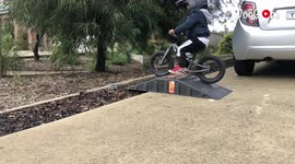 '4 y/o BMX rider gets FLIPPED OVER his bike after stumbling on pipe'