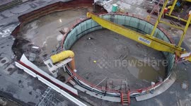 Flooded crater in subway construction blocks part of Marginal Tietê in São Paulo, Brazil
