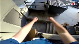 'Parkour enthusiast slammed back-first onto the ground while descending a wall '