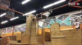Guy gets slammed into wall after bar swinging attempt TERRIBLY FAILS
